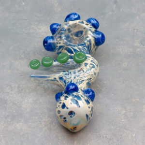 5" Forked Glass Inside-Out Hand Pipe w/Bumps/Suckers