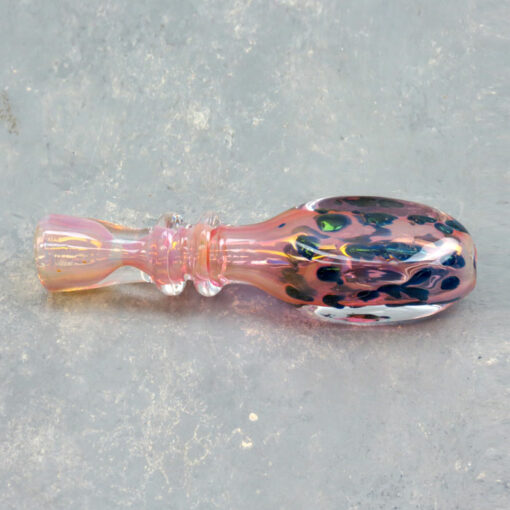 3.5" Fumed Square Body Iridescent Bubble Ringed Glass Chillums