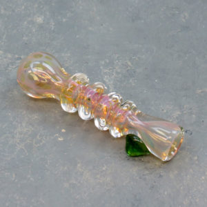 3.25" Fumed Ribbed Inside-Out Iridescent Spotted Glass Chillums w/Bump