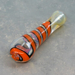 3.25" Fumed Inside-Out Color Ribbon Glass Chillums w/Flattened Bit