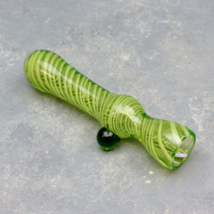 3.5" Bulged Inside-Out Twist Green Glass Chillums w/Large Bump