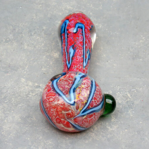 3.5" Inside Out Spots & Stripes Spoon Style Glass Hand Pipes w/Bump