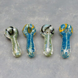 3.75" Inside Out Latticino Spots & Stripes Spoon Style Glass Hand Pipes