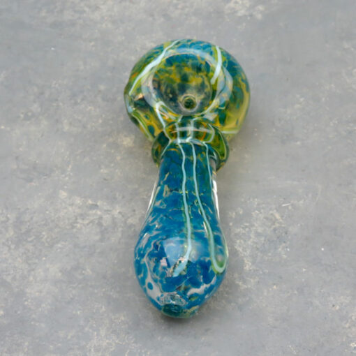4" Inside Out Spots & Stripes Spoon Style Glass Hand Pipes w/Ring