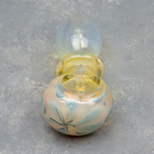 4" Fumed Flower Bowl Ringed Glass Hand Pipes