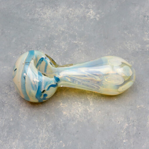4" Fumed Stipe & Bubbles Spoon Style Glass Hand Pipes