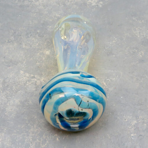 4" Fumed Stipe & Bubbles Spoon Style Glass Hand Pipes