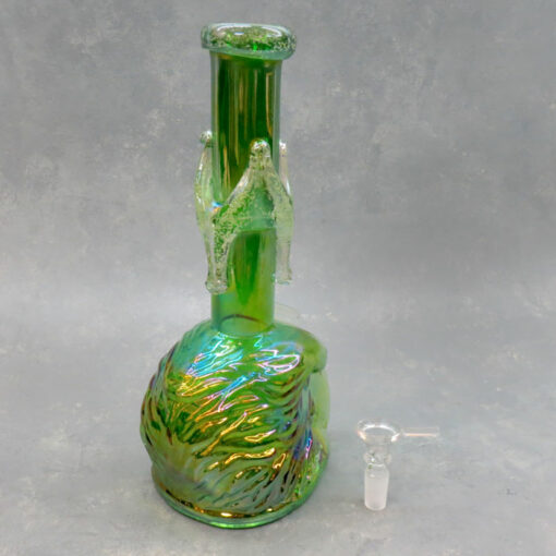 11" Eagle Head Iridescent GOG Bowl Soft Glass Water Pipe w/Glow-in-the-Dark Wrap & Mouthpiece