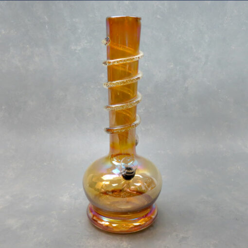 12" Translucent Iridescent Soft Glass Water Pipe w/Base and Glow-in-the-Dark Coil Wrap