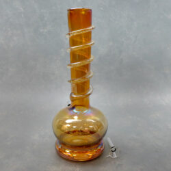12" Translucent Iridescent Soft Glass Water Pipe w/Base and Glow-in-the-Dark Coil Wrap