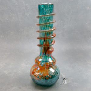 12" Iridescent Color Spot/Streak Soft Glass Water Pipe w/Coil Wrap