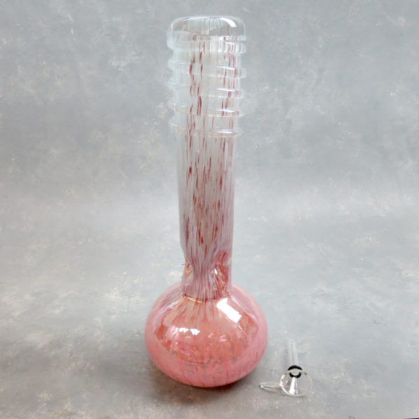 12" Color Streak Soft Glass Water Pipe w/Ice Pinch and Fat Coil Mouthpiece