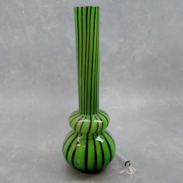 12" Pinstripe Double Bubble Vase Style Soft Glass Water Pipe