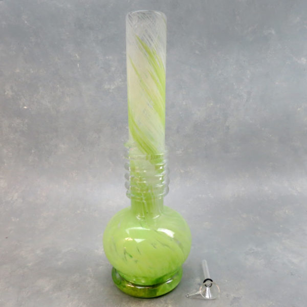 14" Color Twist Vase Style Soft Glass Water Pipe w/Base ad Coil Wrap