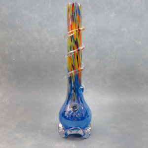 16.5" Solid Body to Color Streak Neck Fancy Iridescent Base Soft Glass Water Pipe w/Coil Wrap