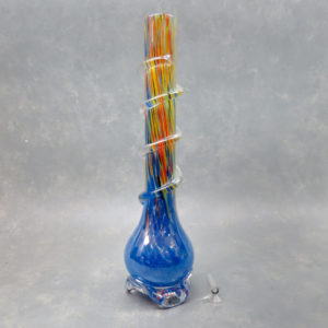 16.5" Solid Body to Color Streak Neck Fancy Iridescent Base Soft Glass Water Pipe w/Coil Wrap