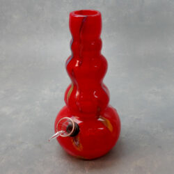 8" Contoured Vase Style Chopped Cane Soft Glass Water Pipe