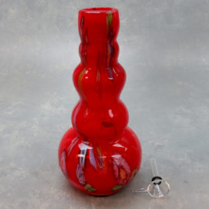 8" Contoured Vase Style Chopped Cane Soft Glass Water Pipe