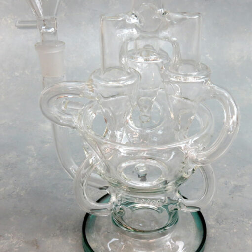 11" Inline Perc to Triple Swiss Recycler Glass Water Pipe w/Angled Mouthpiece