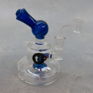 6.5" TiTen Short Vase-Style Puck Perc Glass Water Pipe/Oil Rig w/Accent Mouthpiece