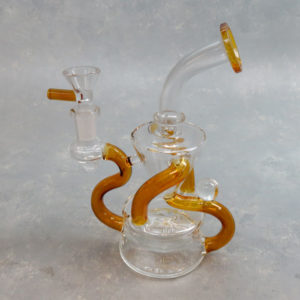 7.5" Inline Perc to Conical Recycler Color Accent Hipster Glass Water Pipe w/Bent Mouthpiece