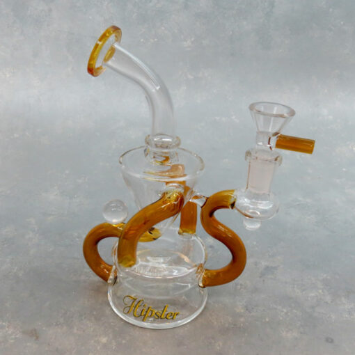 7.5" Inline Perc to Conical Recycler Color Accent Hipster Glass Water Pipe w/Bent Mouthpiece