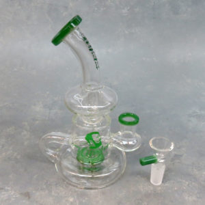7" Puck Perc to Duoble Recycler Hipster Glass Water Pipe w/Bent Mouthpiece