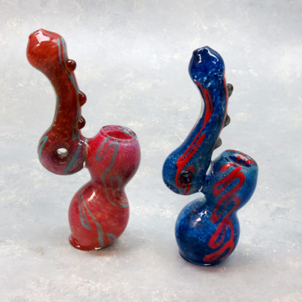 5.5" Wavy Lines Frit Glass Bubblers w/Hole & Dots
