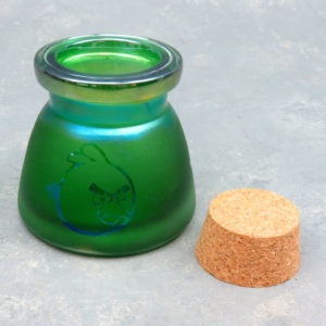 4" Angry Bird Iridescent Etched Glass Jar w/Cork Top