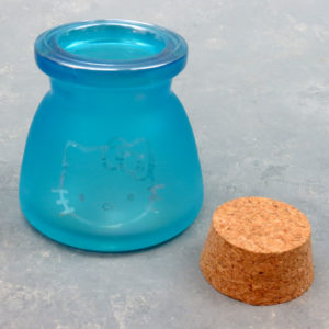 4" Hello Cat Iridescent Etched Glass Jar w/Cork Top