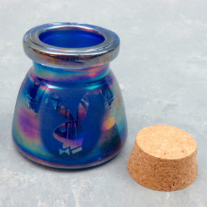 4" Bowtie Bunny Iridescent Etched Glass Jar w/Cork Top