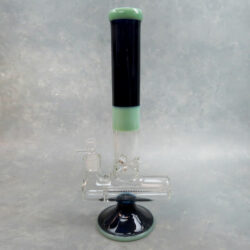 16" Long Inline Perc Opaque Color Accent Glass Water Pipe w/Ice Pinch & Base