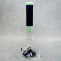 16" Long Inline Perc Opaque Color Accent Glass Water Pipe w/Ice Pinch & Base