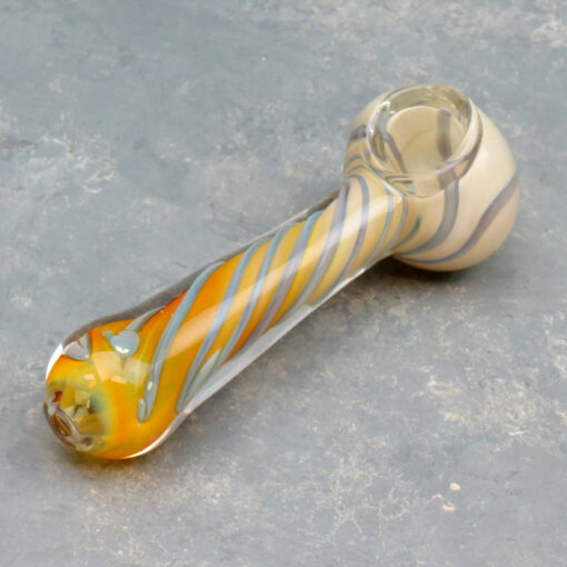 4" Orange Cream Twisted Color Line Inside-Out Glass Hand Pipes