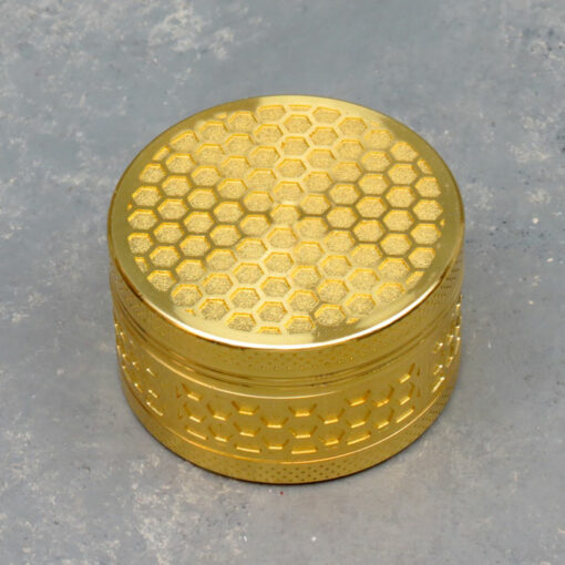50mm Gold Honeycomb Texture 3-Part Grinders w/Scraper