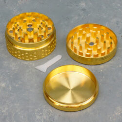 50mm Gold Honeycomb Texture 3-Part Grinders w/Scraper