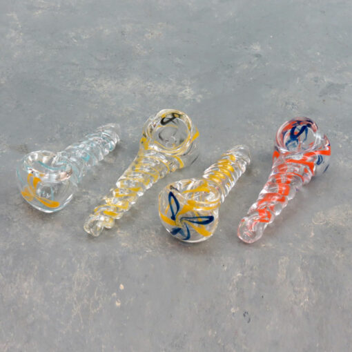 2.75" Twisted Body Color Line Glass Hand Pipes w/Carb