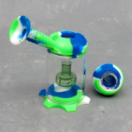 5" Puck Perc Textured Silicone & Glass Mini Water Pipe