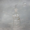 7" Clear Glass on Glass Oil Bubbler w/Rounded Middle