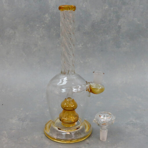 9.5" Twist Neck Color Accent Showerhead Perc Glass Water Pipe