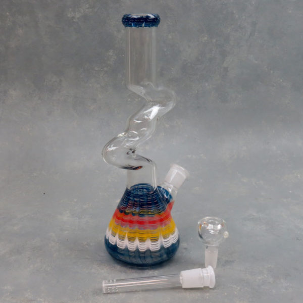 10" Zong-Style Webbing Waterdrop Round Base Glass Water Pipe w/Diffused Downstem