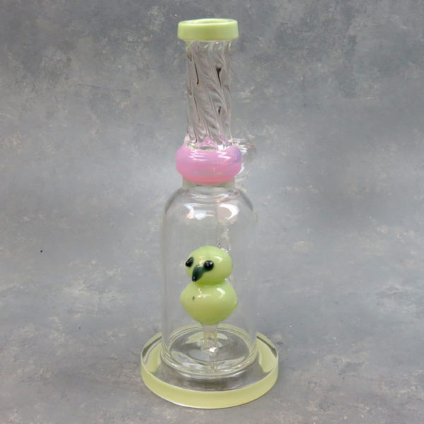 9" Fluted Twist Neck Peep Perc Rig Style Glass Water Pipe