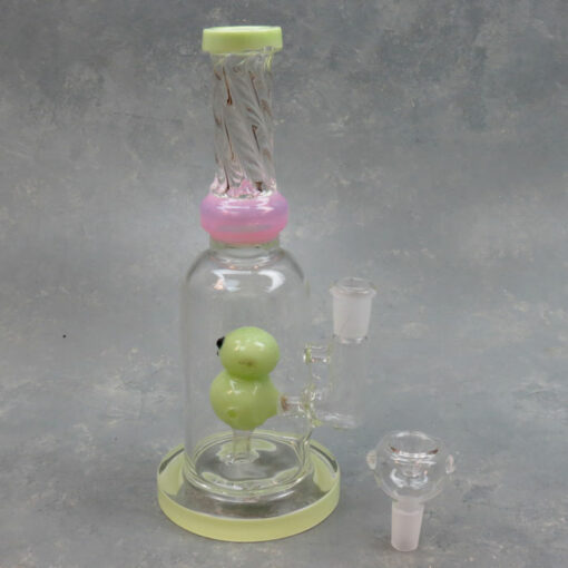 9" Fluted Twist Neck Peep Perc Rig Style Glass Water Pipe