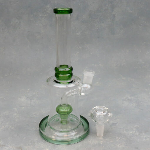 9" Color Accent Showerhead Perc Contoured Ringed Glass Water Pipe