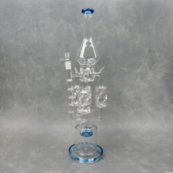 21" Tree Perc to Triple Spike Chamber to Coil Recycler Glass Water Pipe w/Hook Accents