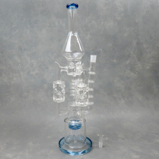 21" Tree Perc to Triple Spike Chamber to Coil Recycler Glass Water Pipe w/Hook Accents