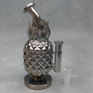 9" Inline Perc Semimettalic Pineapple Glass Water Pipe