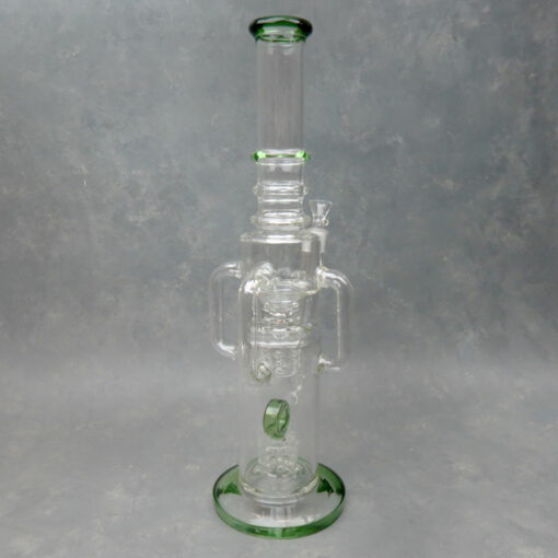 18" Double Swiss Donut Perc Triple Arm Recycler Glass Water Pipe w/Contoured Neck