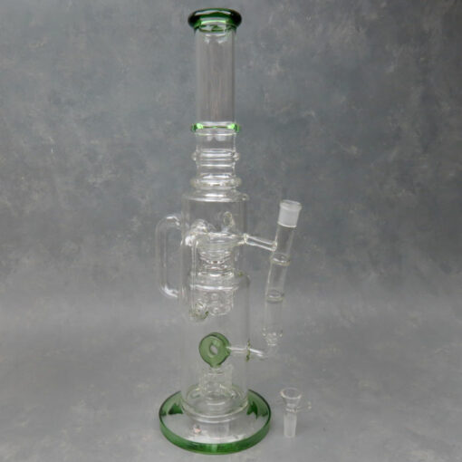 18" Double Swiss Donut Perc Triple Arm Recycler Glass Water Pipe w/Contoured Neck