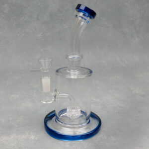 9" Matrix Perc Rig Style Glass Water Pipe w/Bent Neck & Color Accents